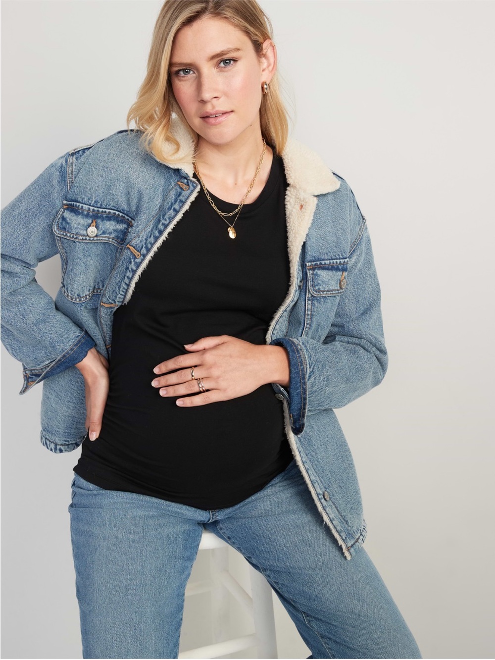 Old Navy Maternity Black Scoop Neck Short Sleeve Top Sz M - Picture 3 of 7